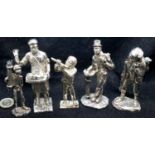 Six silver plated cast metal figurines, tallest H: 11 cm. P&P Group 2 (£18+VAT for the first lot and