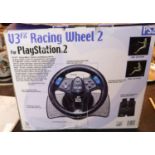 V3fx racing wheel for a PlayStation two. Not available for in-house P&P, contact Paul O'Hea at