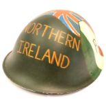 Northern Ireland memorial painted helmet. P&P Group 2 (£18+VAT for the first lot and £3+VAT for
