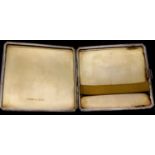 Vintage 1939 hallmarked silver cigarette case in original pouch, 95g, vacant cartouche and