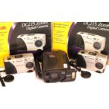 Three early Kodak digital cameras; 1 Kodak DC120 unboxed and 2 DC215 boxed and with accessories. P&P