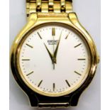 Seiko gents new old stock gold plated quartz wristwatch. P&P Group 1 (£14+VAT for the first lot