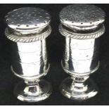 Pair of rare silver salt and pepper shakers by Hamilton Calcutta c1820, 190g. P&P Group 1 (£14+VAT