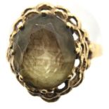 9ct gold ring set with large smoky quartz, size N, 3.3 g. P&P Group 1 (£14+VAT for the first lot and