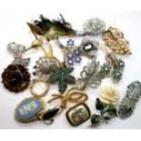 Selection of costume jewellery brooches. P&P Group 1 (£14+VAT for the first lot and £1+VAT for