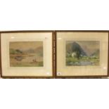 Two PM Pearce watercolours, both signed, one dated 1934, 38 x 28 cm. Not available for in-house P&P,