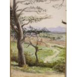 LHS; a Victorian watercolour Stretton Pine Wood May 10th 1884, 14 x 23 cm. Not available for in-