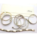 Collection of white metal and silver ladies bangles and bracelet. P&P Group 1 (£14+VAT for the first