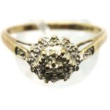 9ct gold diamond cluster ring, size U, 2.5 g. P&P Group 1 (£14+VAT for the first lot and £1+VAT