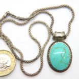 925 silver Navajo turquoise set pendant necklace. P&P Group 1 (£14+VAT for the first lot and £1+