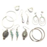 Seven pairs of 925 silver earrings, some stone set. P&P Group 1 (£14+VAT for the first lot and £1+