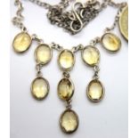 925 silver necklace set with citrine stones, L: 50 cm. P&P Group 1 (£14+VAT for the first lot and £