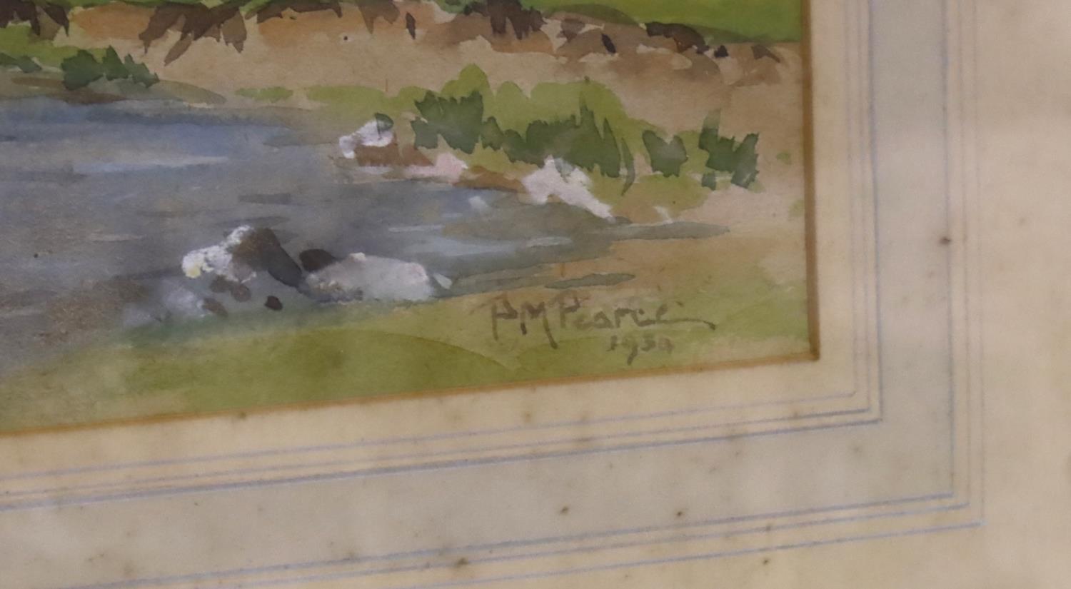 Two PM Pearce watercolours, both signed, one dated 1934, 38 x 28 cm. Not available for in-house P&P, - Image 5 of 5
