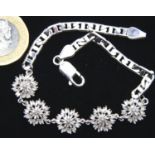 9ct white gold diamond set curb link bracelet, 19.0 g. Not available for in-house P&P, contact