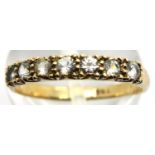 9ct gold diamond set half eternity ring, size L/M, 1.4g. P&P Group 1 (£14+VAT for the first lot