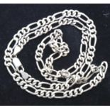 925 silver figaro neck chain, L: 51 cm, 16g. P&P Group 1 (£14+VAT for the first lot and £1+VAT for
