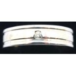 9ct white gold and single diamond band, size X 5.7g. P&P Group 1 (£14+VAT for the first lot and £1+