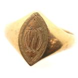 Gents 9ct gold signet ring size Z, 7.5 g. P&P Group 1 (£14+VAT for the first lot and £1+VAT for