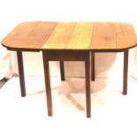 A 19th century country oak planked drop leaf dining table, 135 x 106 x 76 cm H (open). Not available