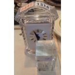 Royal Albert crystal marble clock with battery movement and a crystal clear collections paperweight.