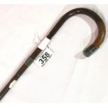 Silver mounted bamboo walking cane. P&P Group 2 (£18+VAT for the first lot and £3+VAT for subsequent