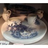 Collection of mixed blue and white ceramics including Delftware etc. Not available for in-house P&P,