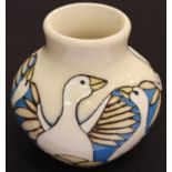 Moorcroft vase in the Six Geese Laying pattern, H: 8 cm. P&P Group 1 (£14+VAT for the first lot