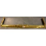 Brass hearth fire kerb, adjustable width. Extended L: 162 cm, D: 44 cm. Not available for in-house