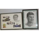 Two prints of Ayrton Senna by Geoff Lee, Winning For Ayrton, and a tribute to Ayrton Senna and a