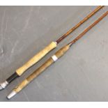 Two split cane fly rods, one lacking bottom piece. Not available for in-house P&P, contact Paul O'