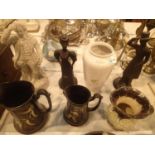 Selection of mixed ceramic jugs and figurines. Not available for in-house P&P, contact Paul O'Hea at