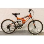 Shock Zone (mountain ridge) six speed dual suspension child's mountain bike. Not available for in-