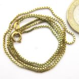 9ct gold box chain, 2.7g, L: 45 cm. P&P Group 1 (£14+VAT for the first lot and £1+VAT for subsequent