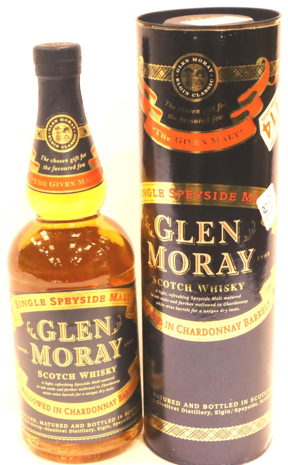 Bottle of Glen Moray whisky. P&P Group 2 (£18+VAT for the first lot and £3+VAT for subsequent lots)