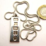 Silver ingot necklace. P&P Group 1 (£14+VAT for the first lot and £1+VAT for subsequent lots)