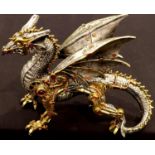 Steampunk style dragon, H: 24 cm. P&P Group 3 (£25+VAT for the first lot and £5+VAT for subsequent