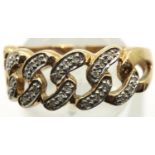 9ct gold diamond set ring, size S, 3.6g. P&P Group 1 (£14+VAT for the first lot and £1+VAT for