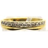 18ct gold diamond set half eternity ring, Size M, 3.2g, with Goldsmiths box. P&P Group 1 (£14+VAT