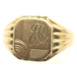 9ct gold signet ring size T/V. 4.9g. P&P Group 1 (£14+VAT for the first lot and £1+VAT for