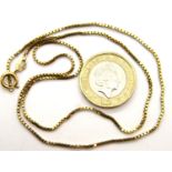 9ct gold box chain, L: 45 cm, 3.9g. P&P Group 1 (£14+VAT for the first lot and £1+VAT for subsequent