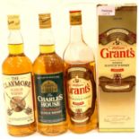 Three bottles of whisky; Charter House, Claremont and Grand. P&P Group 3 (£25+VAT for the first