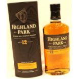 Bottle of Highland Park 12 years old whisky. P&P Group 2 (£18+VAT for the first lot and £3+VAT for