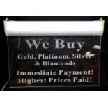 We Buy Gold sign, L: 30 cm. P&P Group 2 (£18+VAT for the first lot and £3+VAT for subsequent lots)