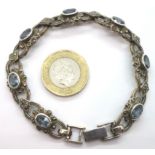 Marcasite bracelet set with blue topaz. P&P Group 1 (£14+VAT for the first lot and £1+VAT for