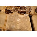Glass dressing table set with vase and candle holder. Not available for in-house P&P, contact Paul