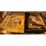 Large box of ephemera including photo albums, newspapers music sheets etc. Not available for in-