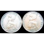 Two farthings, 1839 and 1840. P&P Group 1 (£14+VAT for the first lot and £1+VAT for subsequent lots)