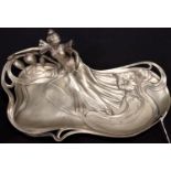 W.M.F. pewter Arts and Crafts lady dish, H: 26 cm. P&P Group 2 (£18+VAT for the first lot and £3+VAT