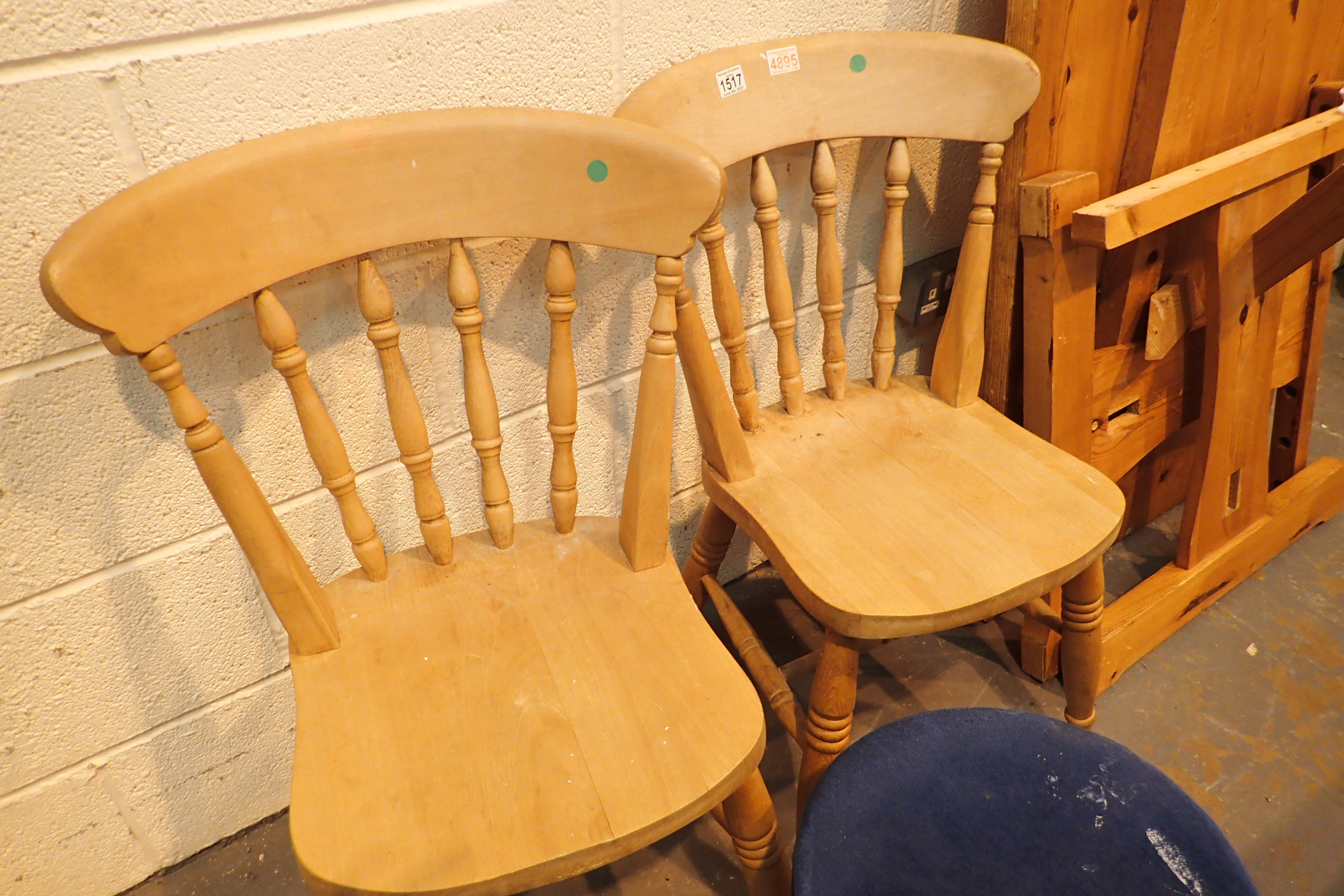 Two pine dining chairs and an oak framed bar stool. Not available for in-house P&P, contact Paul O'