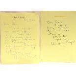 Two academy award winner Beatrice Straight handwritten and signed letters 1980s. P&P Group 1 (£14+